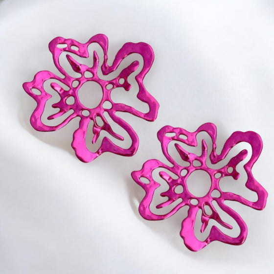 HOT PINK ORTENSIE XL EARRINGS-BACK IN STOCK