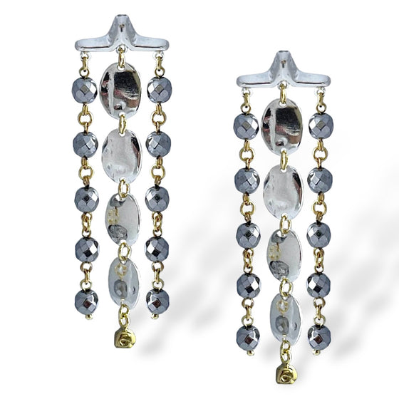 KENYA "DISCO LOOK" HEMATITE EARRINGS-BACK IN STOCK
