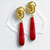 LIMITED EDITION-ONLINE-IN-LINE KNOT WATERMELON AGATE DROP EARRINGS ❤️