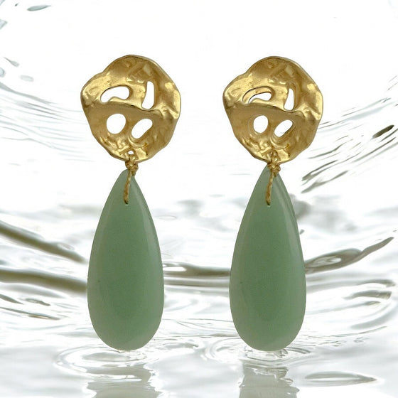 MELTED XL AVENTURINE DROP EARRINGS