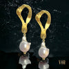 PELTATA WHITE BAROQUE PEARL EARRINGS