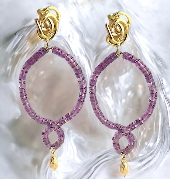 IN-LINE KNOT AMETHYST EARRINGS-ONLINE EXCLUSIVE