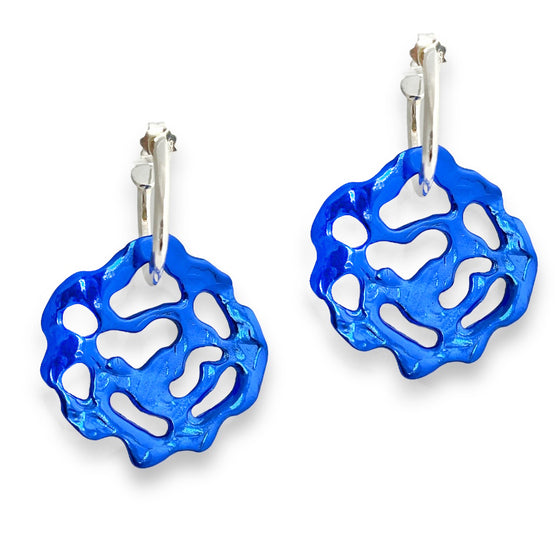 BIG KAHOONA ROYAL BLUE HOOP EARRINGS