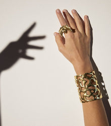  FLUID NATURE XL SCULPTURAL GOLD CUFF-BACK IN STOCK
