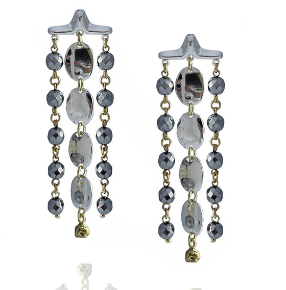 KENYA "DISCO LOOK" HEMATITE EARRINGS-BACK IN STOCK