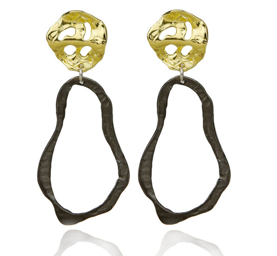 MELTED 0s RHODIUM EARRINGS-