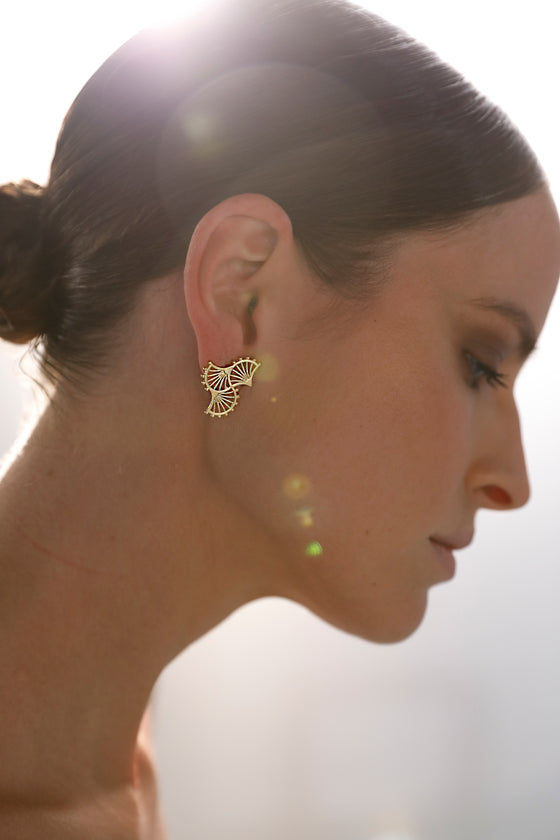 METROPOLITAN FANS ROSE GOLD EARRINGS-Back in stock