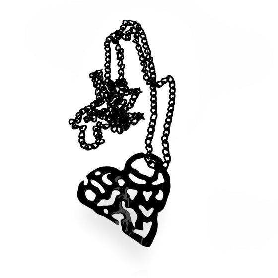 HEART TO HEART LARGE LONG BLACK PENDANT-BACK IN STOCK