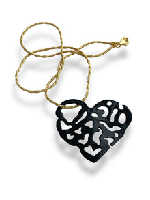  HEART 2 HEART LARGE BLACK HEART & GOLD CHAIN