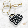 HEART 2 HEART LARGE BLACK HEART & GOLD CHAIN