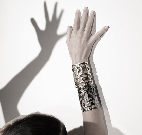 FLUID NATURE XL SCULPTURAL SILVER CUFF-BACK IN STOCK