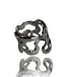 SMALL FLUID RHODIUM RING-BACK IN STOCK