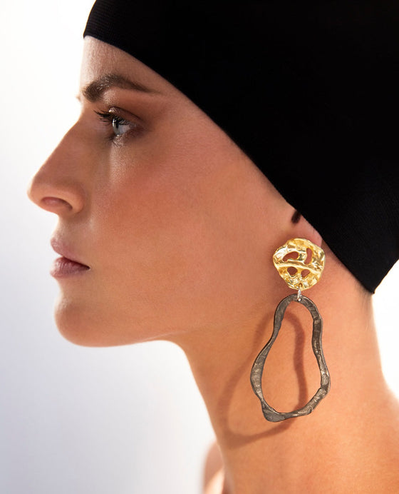 MELTED 0s RHODIUM EARRINGS-