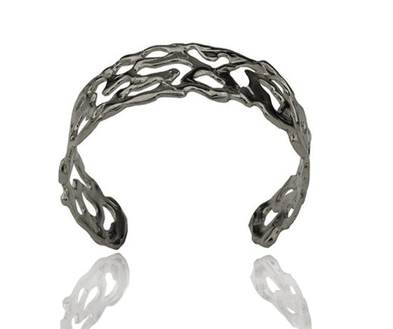 MELTED SMALL RHODIUM CUFF-BACK IN STOCK